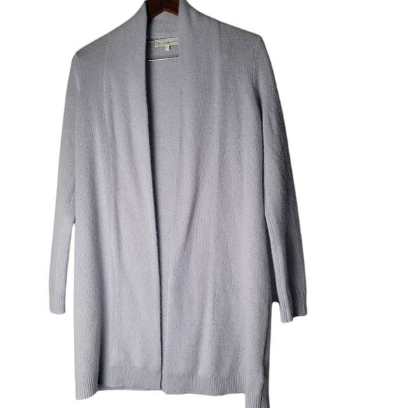 White + Warren Cardigan Sweater Small Light Blue 100% Cashmere Drape Open Front - Picture 13 of 13